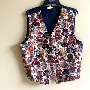 Christmas Vintage Teddy Bear Tapestry Knit Vest. Bobbi Brooks Size XL